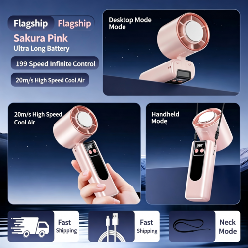 Portable Semiconductor Cooling Handheld Fan, 199 Speeds Adjustable